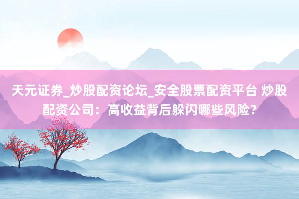 天元证券_炒股配资论坛_安全股票配资平台 炒股配资公司：高收益背后躲闪哪些风险？