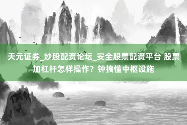 天元证券_炒股配资论坛_安全股票配资平台 股票加杠杆怎样操作？钟搞懂中枢设施