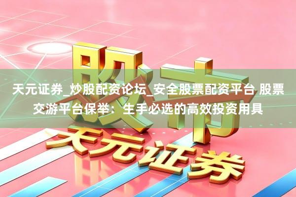 天元证券_炒股配资论坛_安全股票配资平台 股票交游平台保举：生手必选的高效投资用具