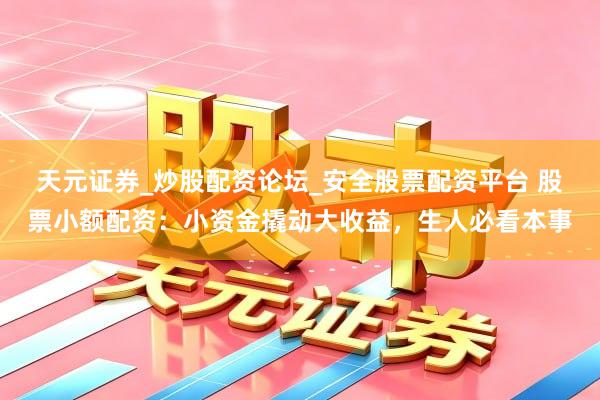 天元证券_炒股配资论坛_安全股票配资平台 股票小额配资：小资金撬动大收益，生人必看本事