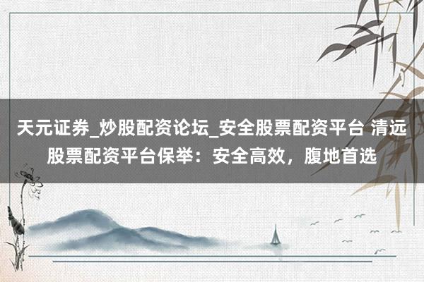 天元证券_炒股配资论坛_安全股票配资平台 清远股票配资平台保举:安全高效,腹地首选