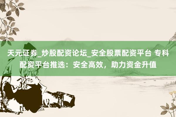 天元证券_炒股配资论坛_安全股票配资平台 专科配资平台推选：安全高效，助力资金升值