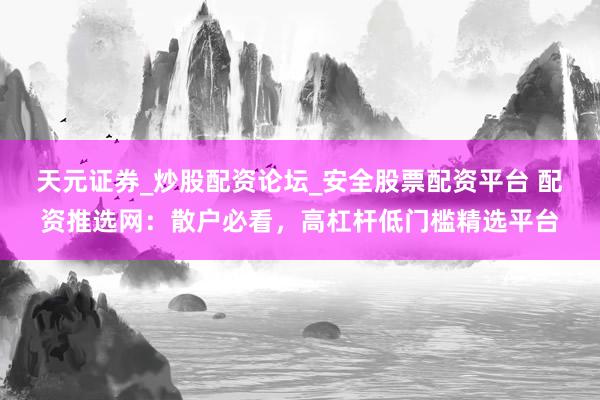 天元证券_炒股配资论坛_安全股票配资平台 配资推选网：散户必看，高杠杆低门槛精选平台