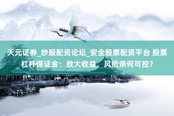 天元证券_炒股配资论坛_安全股票配资平台 股票杠杆保证金：放大收益，风险奈何可控？