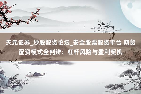天元证券_炒股配资论坛_安全股票配资平台 期货配资模式全判辨：杠杆风险与盈利契机