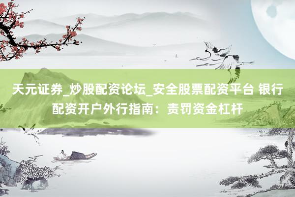 天元证券_炒股配资论坛_安全股票配资平台 银行配资开户外行指南：责罚资金杠杆