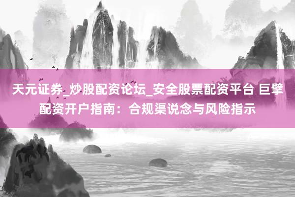 天元证券_炒股配资论坛_安全股票配资平台 巨擘配资开户指南：合规渠说念与风险指示