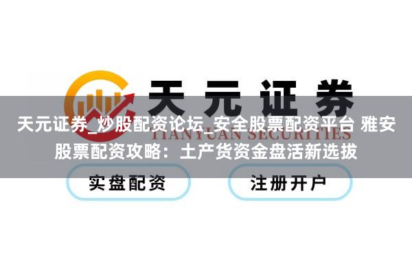 天元证券_炒股配资论坛_安全股票配资平台 雅安股票配资攻略：土产货资金盘活新选拔