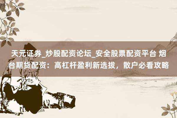 天元证券_炒股配资论坛_安全股票配资平台 烟台期货配资：高杠杆盈利新选拔，散户必看攻略