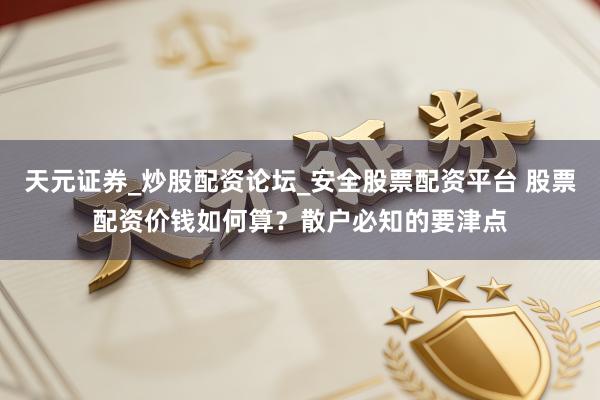 天元证券_炒股配资论坛_安全股票配资平台 股票配资价钱如何算？散户必知的要津点