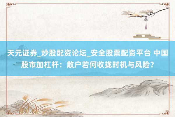 天元证券_炒股配资论坛_安全股票配资平台 中国股市加杠杆：散户若何收拢时机与风险？