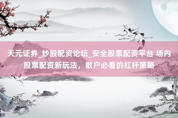 天元证券_炒股配资论坛_安全股票配资平台 场内股票配资新玩法，散户必看的杠杆策略