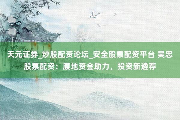 天元证券_炒股配资论坛_安全股票配资平台 吴忠股票配资：腹地资金助力，投资新遴荐