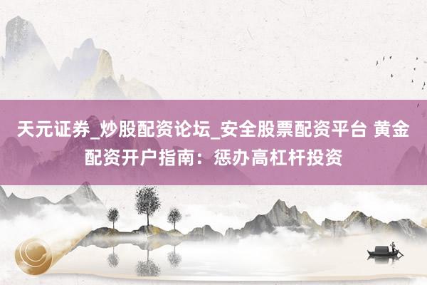 天元证券_炒股配资论坛_安全股票配资平台 黄金配资开户指南：惩办高杠杆投资