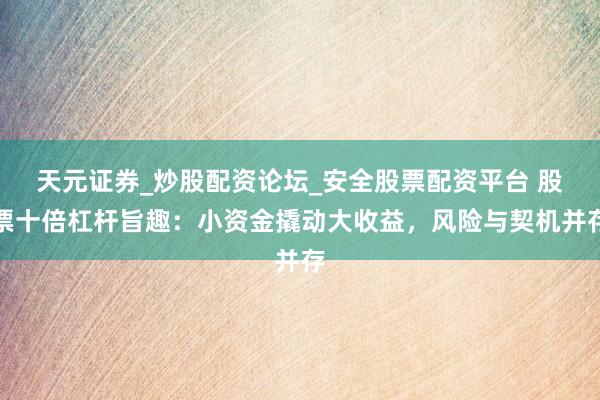 天元证券_炒股配资论坛_安全股票配资平台 股票十倍杠杆旨趣：小资金撬动大收益，风险与契机并存