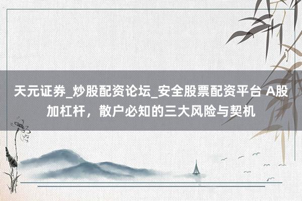 天元证券_炒股配资论坛_安全股票配资平台 A股加杠杆，散户必知的三大风险与契机