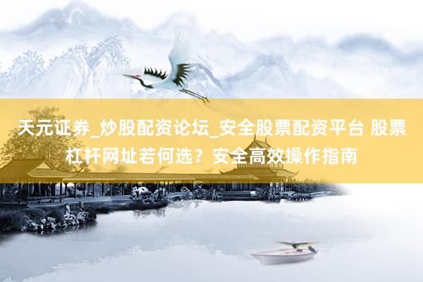 天元证券_炒股配资论坛_安全股票配资平台 股票杠杆网址若何选？安全高效操作指南