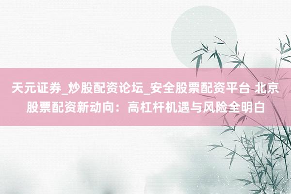 天元证券_炒股配资论坛_安全股票配资平台 北京股票配资新动向：高杠杆机遇与风险全明白