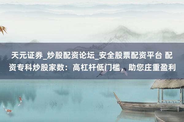 天元证券_炒股配资论坛_安全股票配资平台 配资专科炒股家数：高杠杆低门槛，助您庄重盈利