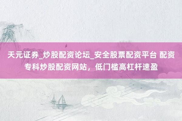 天元证券_炒股配资论坛_安全股票配资平台 配资专科炒股配资网站，低门槛高杠杆速盈