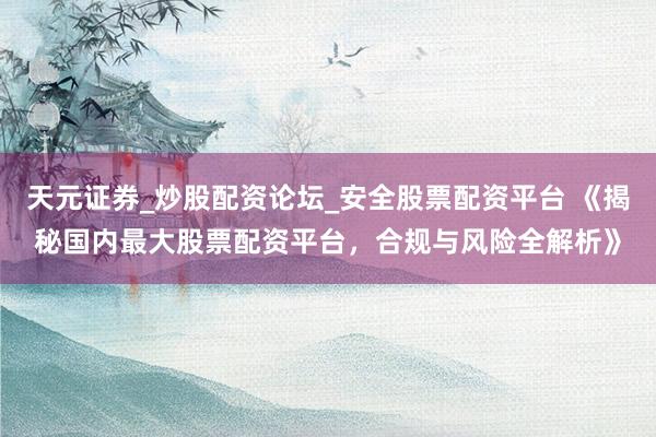 天元证券_炒股配资论坛_安全股票配资平台 《揭秘国内最大股票配资平台，合规与风险全解析》