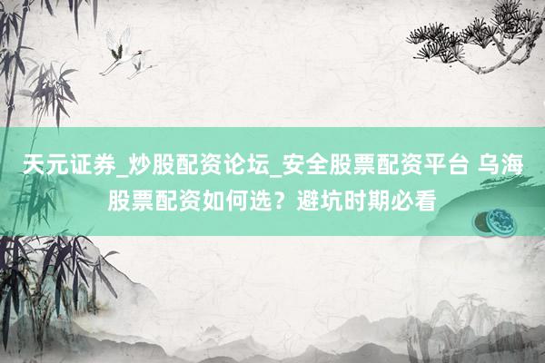 天元证券_炒股配资论坛_安全股票配资平台 乌海股票配资如何选？避坑时期必看