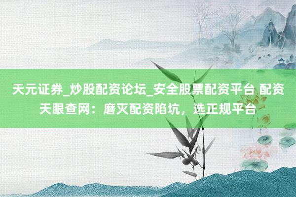 天元证券_炒股配资论坛_安全股票配资平台 配资天眼查网：磨灭配资陷坑，选正规平台