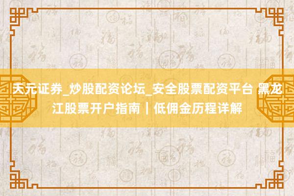 天元证券_炒股配资论坛_安全股票配资平台 黑龙江股票开户指南｜低佣金历程详解