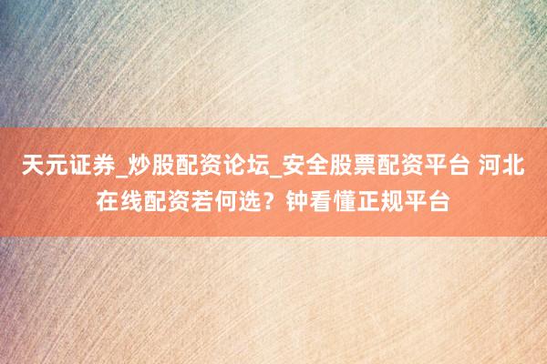 天元证券_炒股配资论坛_安全股票配资平台 河北在线配资若何选？钟看懂正规平台