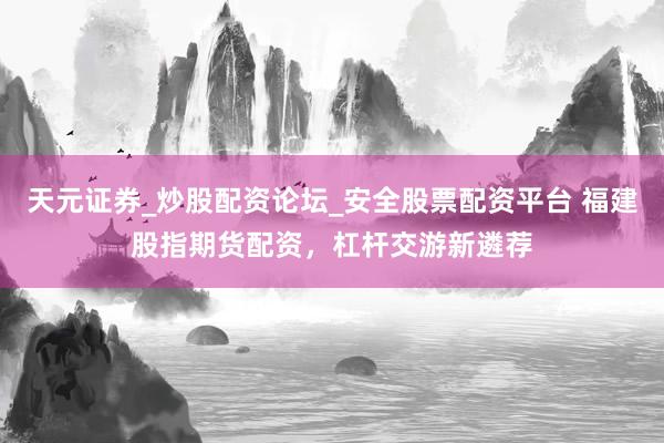 天元证券_炒股配资论坛_安全股票配资平台 福建股指期货配资，杠杆交游新遴荐