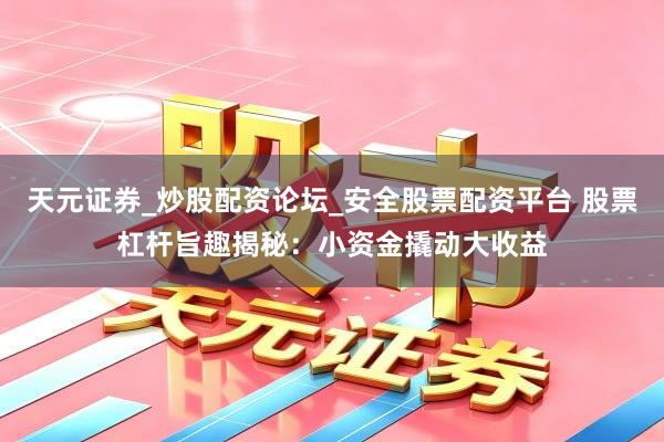 天元证券_炒股配资论坛_安全股票配资平台 股票杠杆旨趣揭秘：小资金撬动大收益