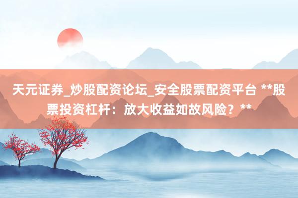 天元证券_炒股配资论坛_安全股票配资平台 **股票投资杠杆：放大收益如故风险？**