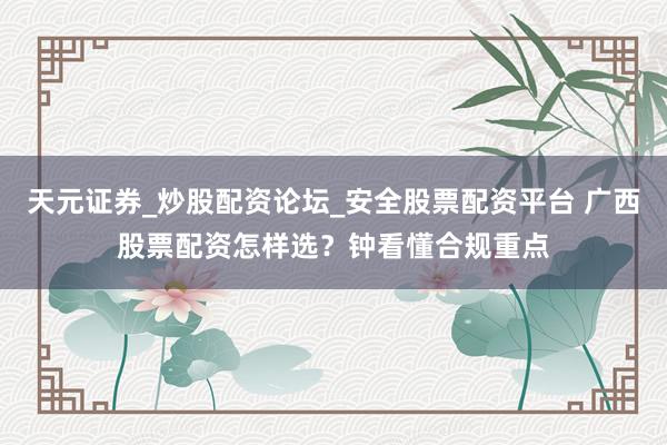 天元证券_炒股配资论坛_安全股票配资平台 广西股票配资怎样选？钟看懂合规重点