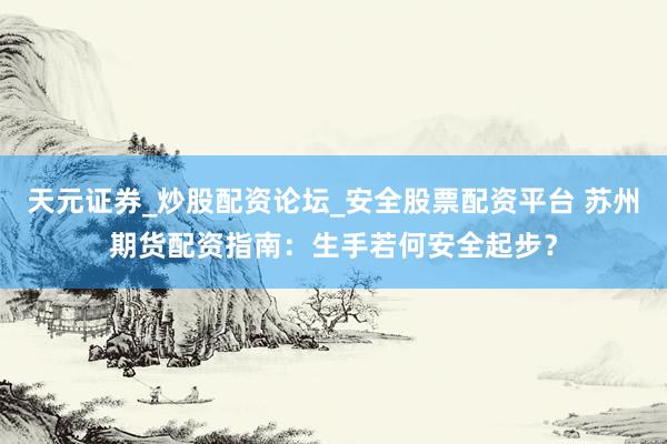 天元证券_炒股配资论坛_安全股票配资平台 苏州期货配资指南：生手若何安全起步？