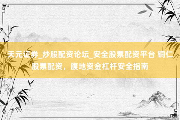 天元证券_炒股配资论坛_安全股票配资平台 铜仁股票配资,腹地资金杠杆安全指南