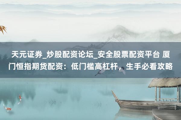 天元证券_炒股配资论坛_安全股票配资平台 厦门恒指期货配资：低门槛高杠杆，生手必看攻略